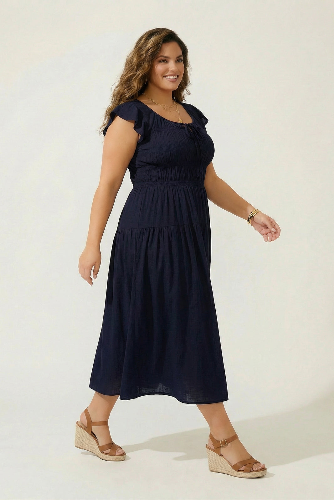 Plus Size Sunset Muse Midi Dress - Navy