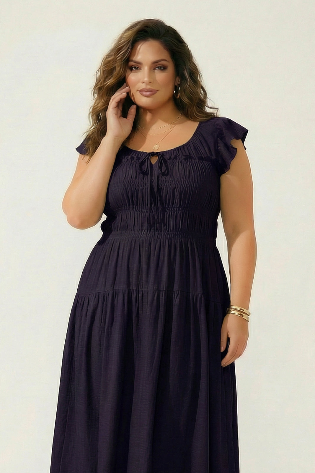 Plus Size Sunset Muse Midi Dress - Navy