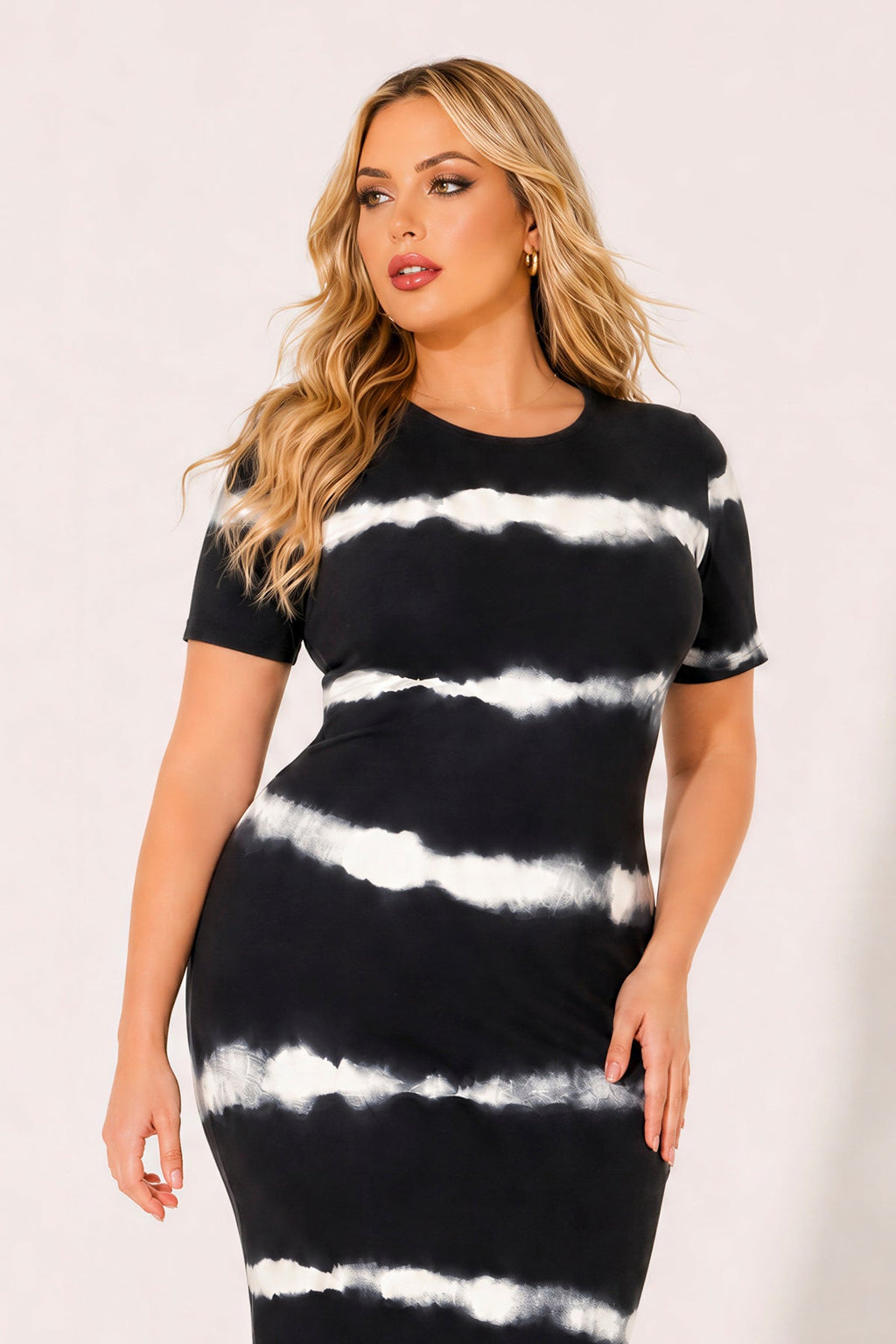 Plus Size Tideline Bodycon Dress - Black