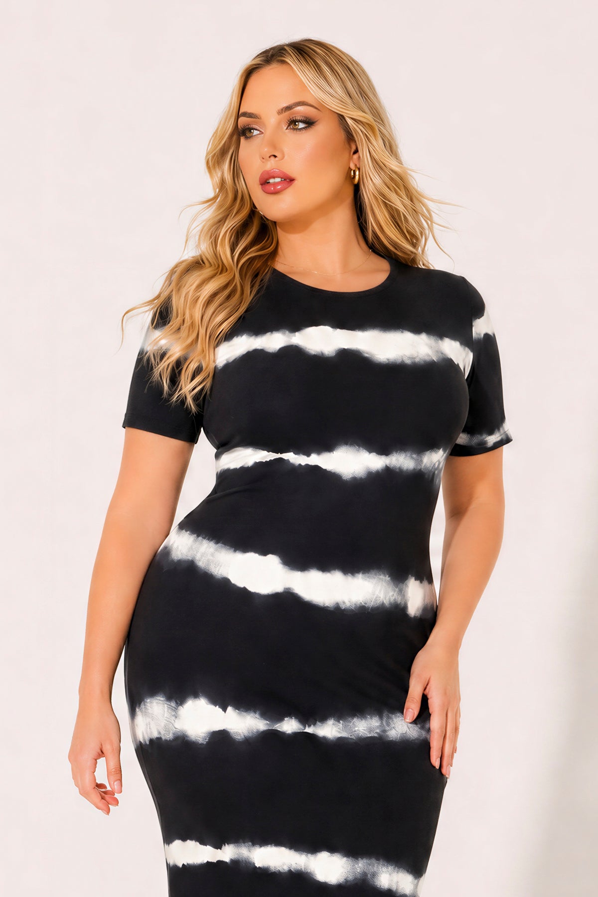 Plus Size Tideline Bodycon Dress - Black