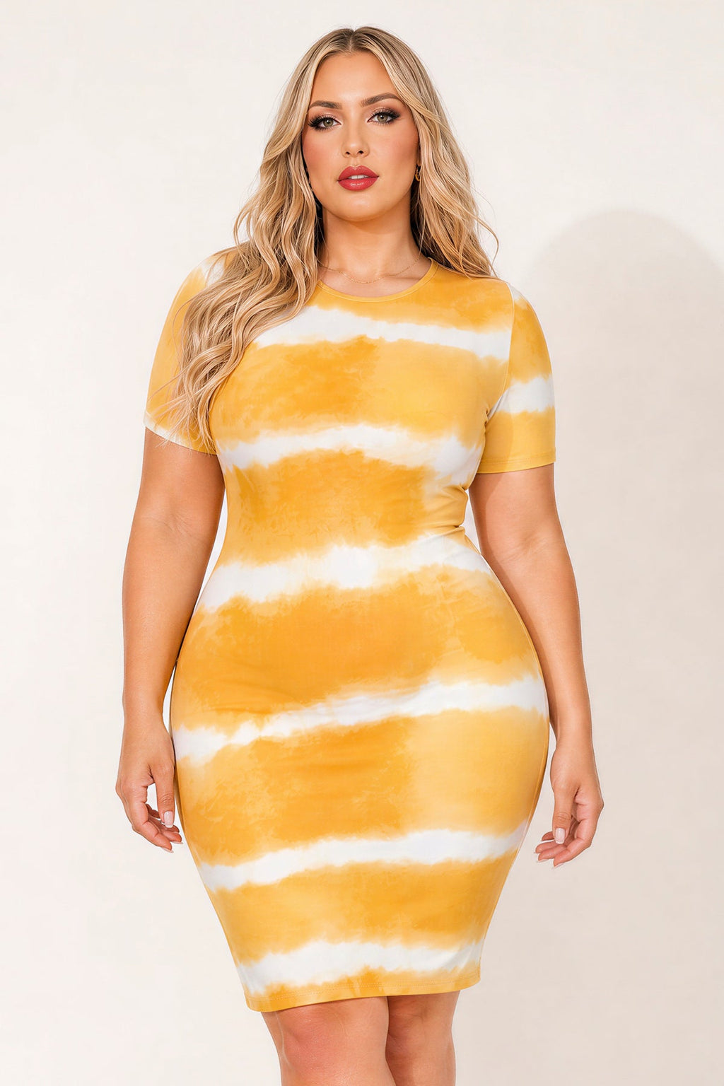 Plus Size Tideline Bodycon Dress - Yellow