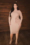 Plus Size Timeless Turtleneck Dress - Mocha