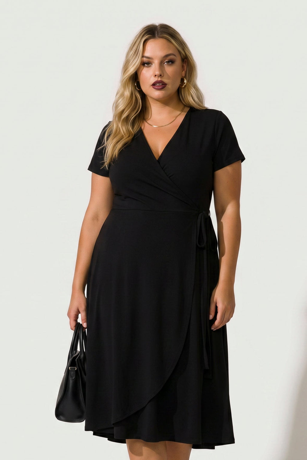 Plus Size Timeless Wrap Dress- Black