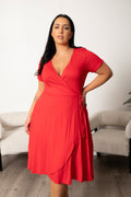 Plus Size Timeless Wrap Dress- Red