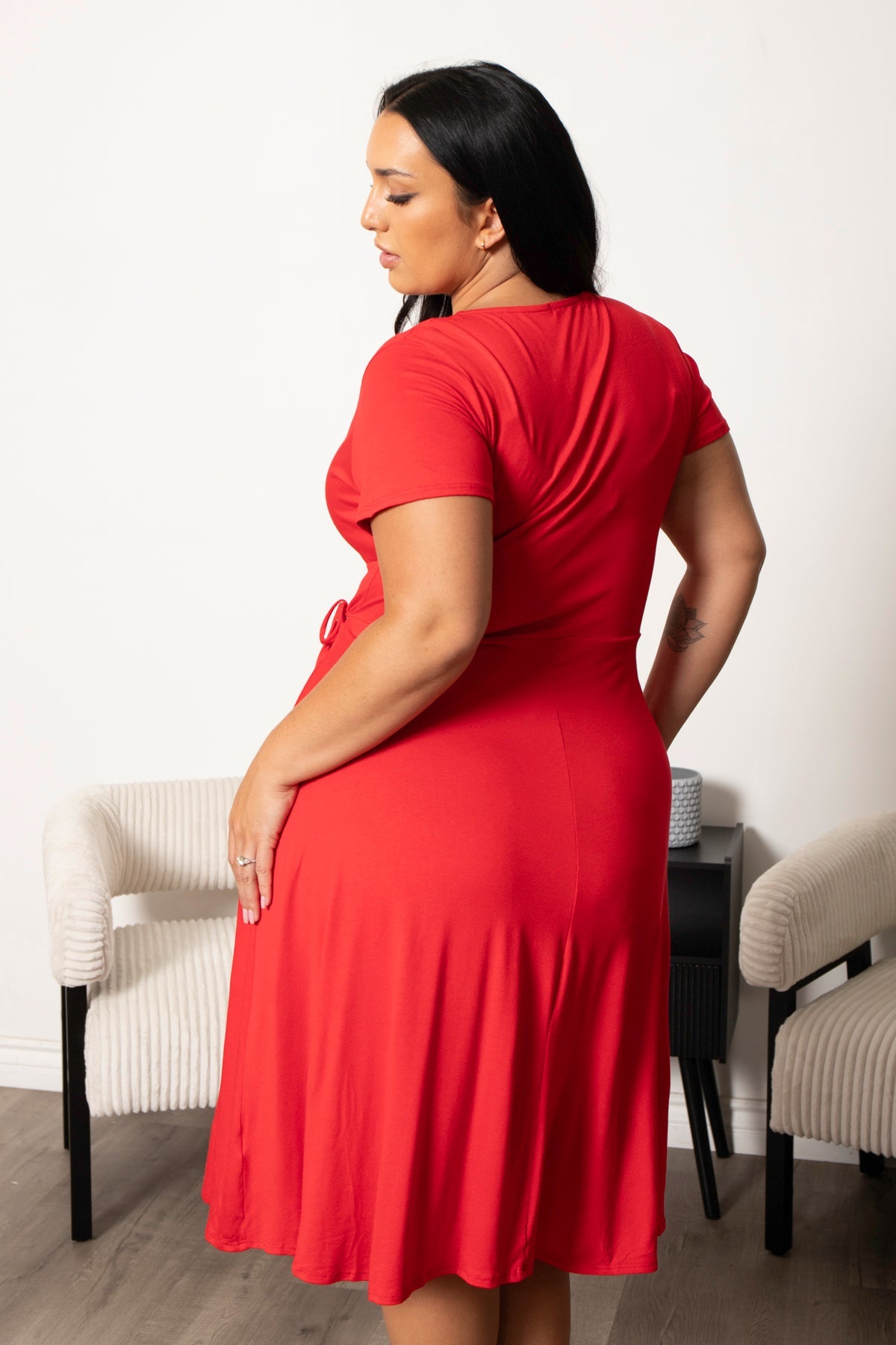 Plus Size Timeless Wrap Dress- Red