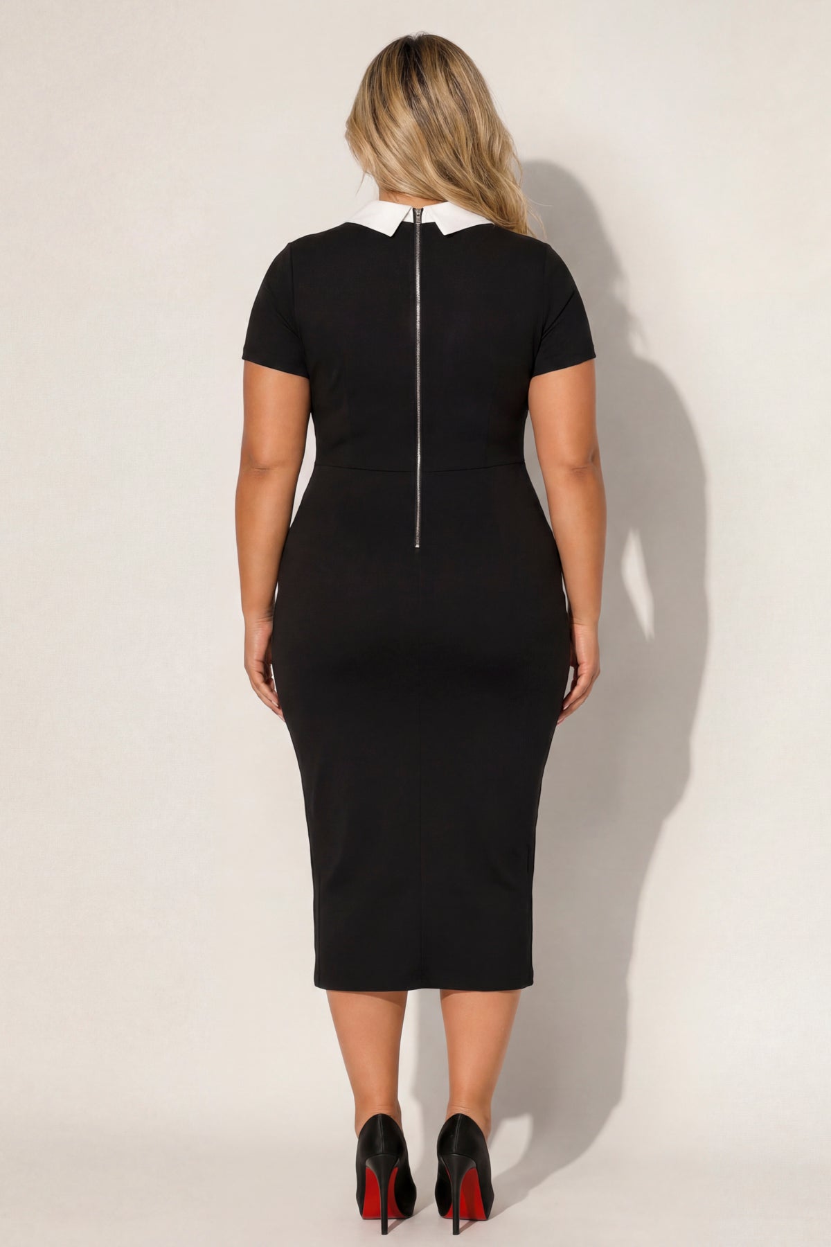 Plus Size Uptown Charm Midi Dress - Black