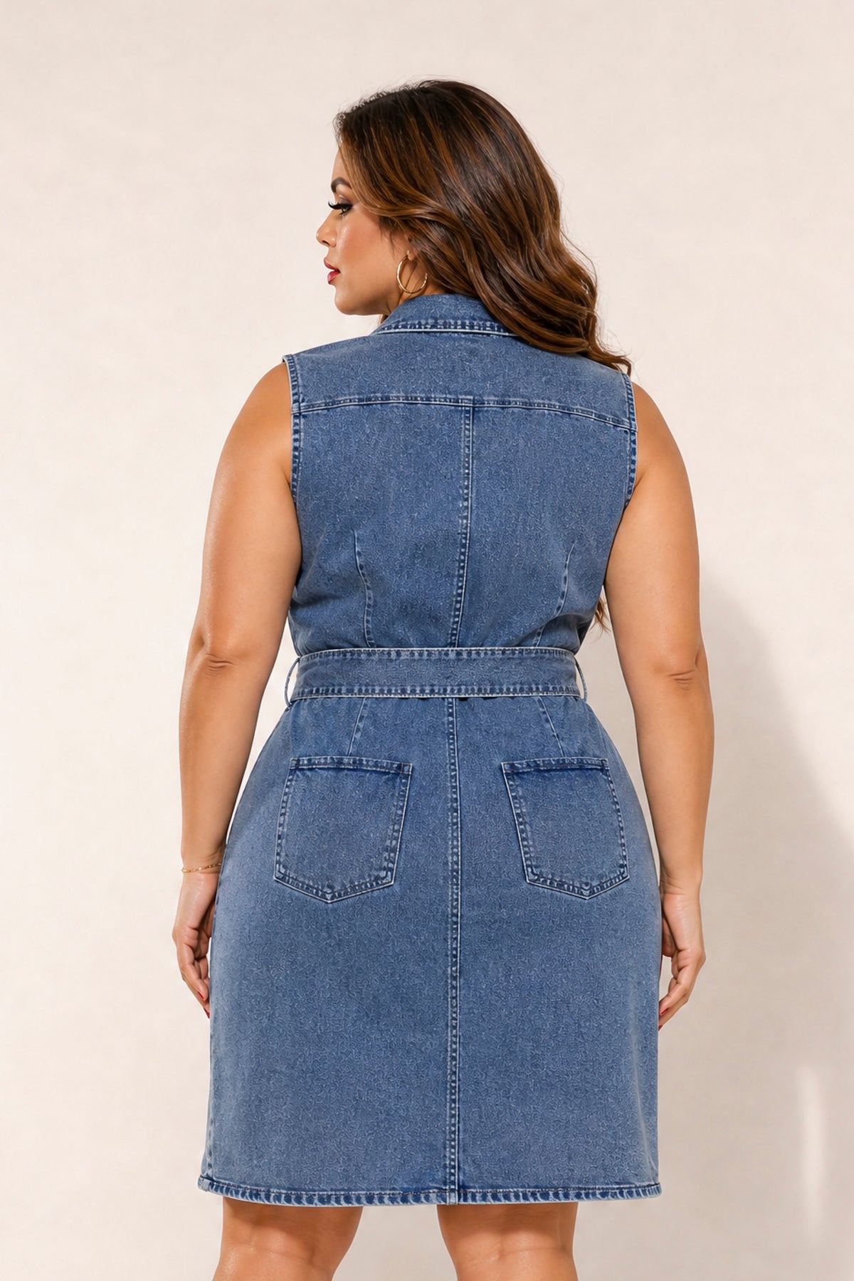 Plus Size Uptown Curve Denim Dress- Dark Wash