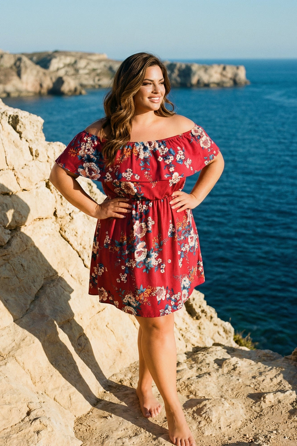 Plus Size Valeria Blossom Dress - Burgundy