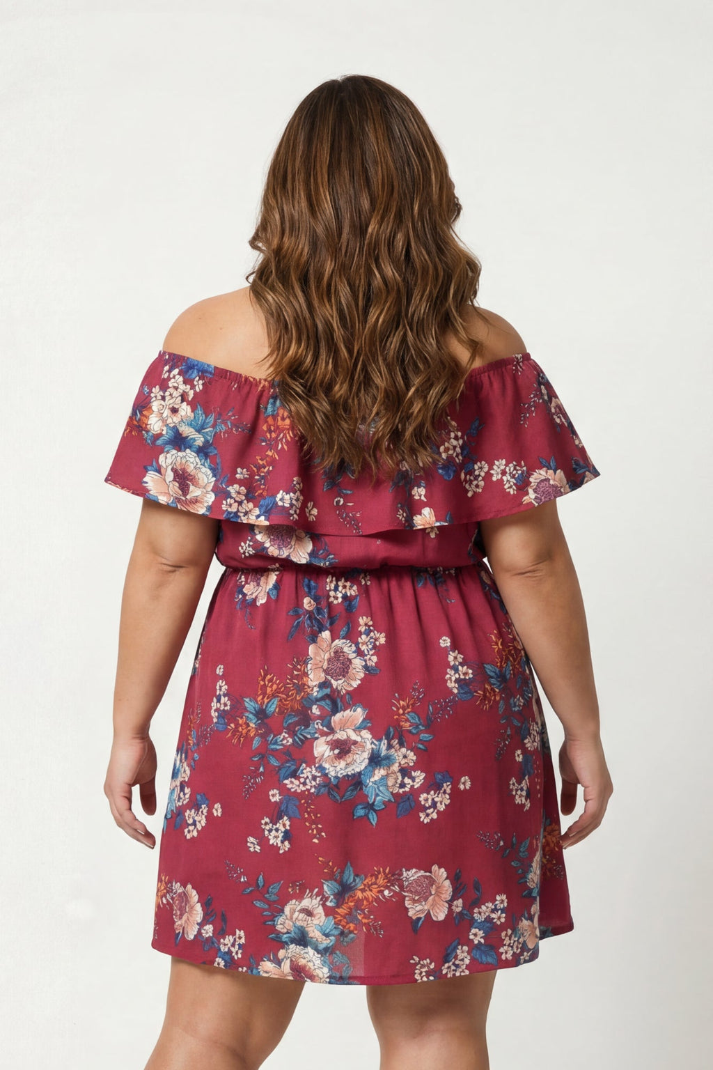 Plus Size Valeria Blossom Dress - Burgundy