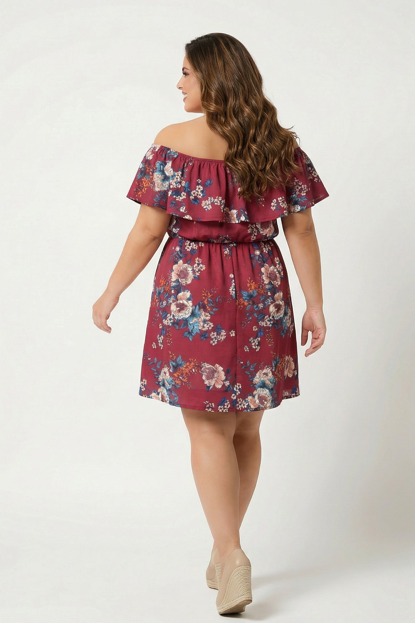 Plus Size Valeria Blossom Dress - Burgundy