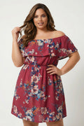 Plus Size Valeria Blossom Dress - Burgundy