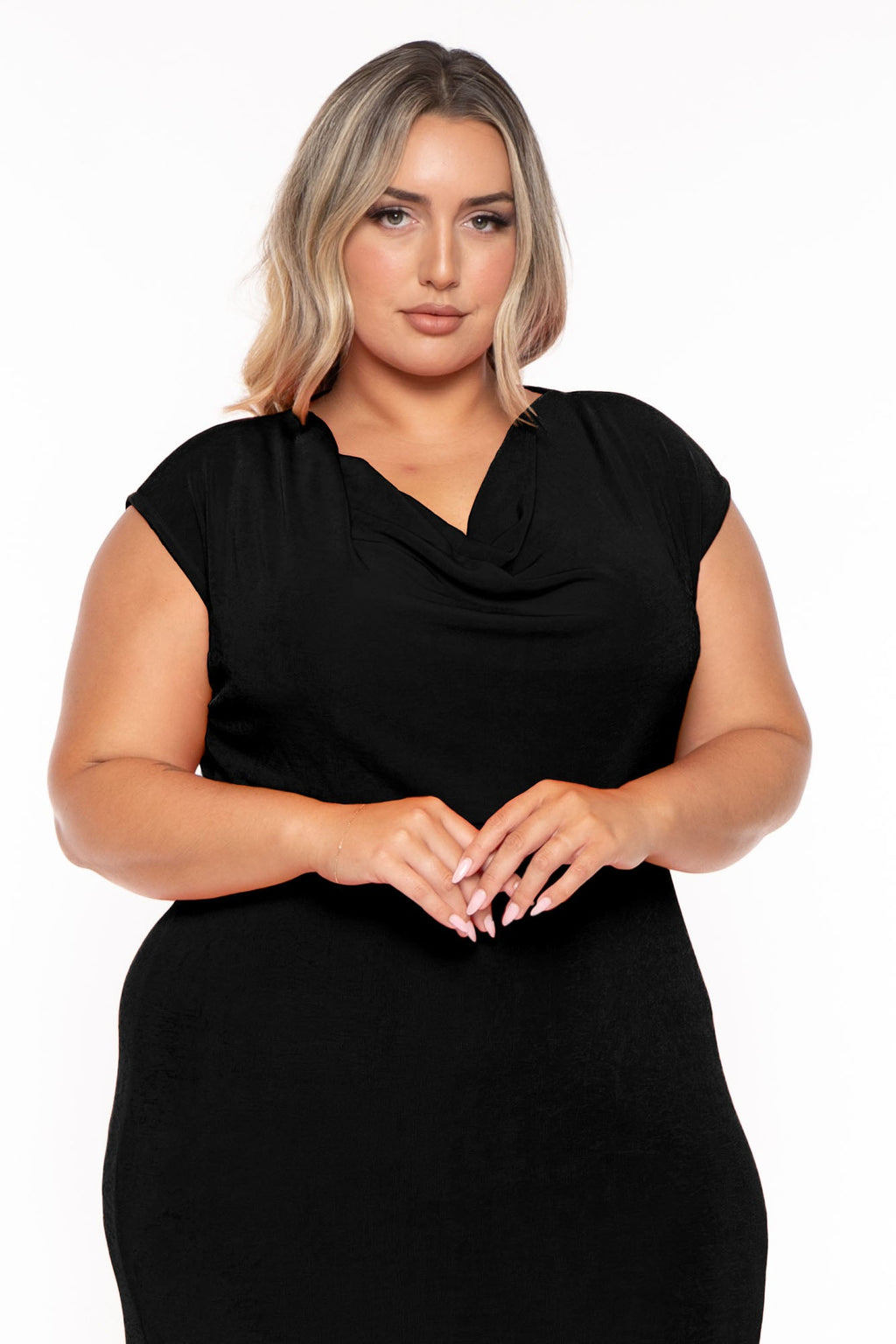 Plus Size Velma Cowl Neck  Maxi Dress  - Black