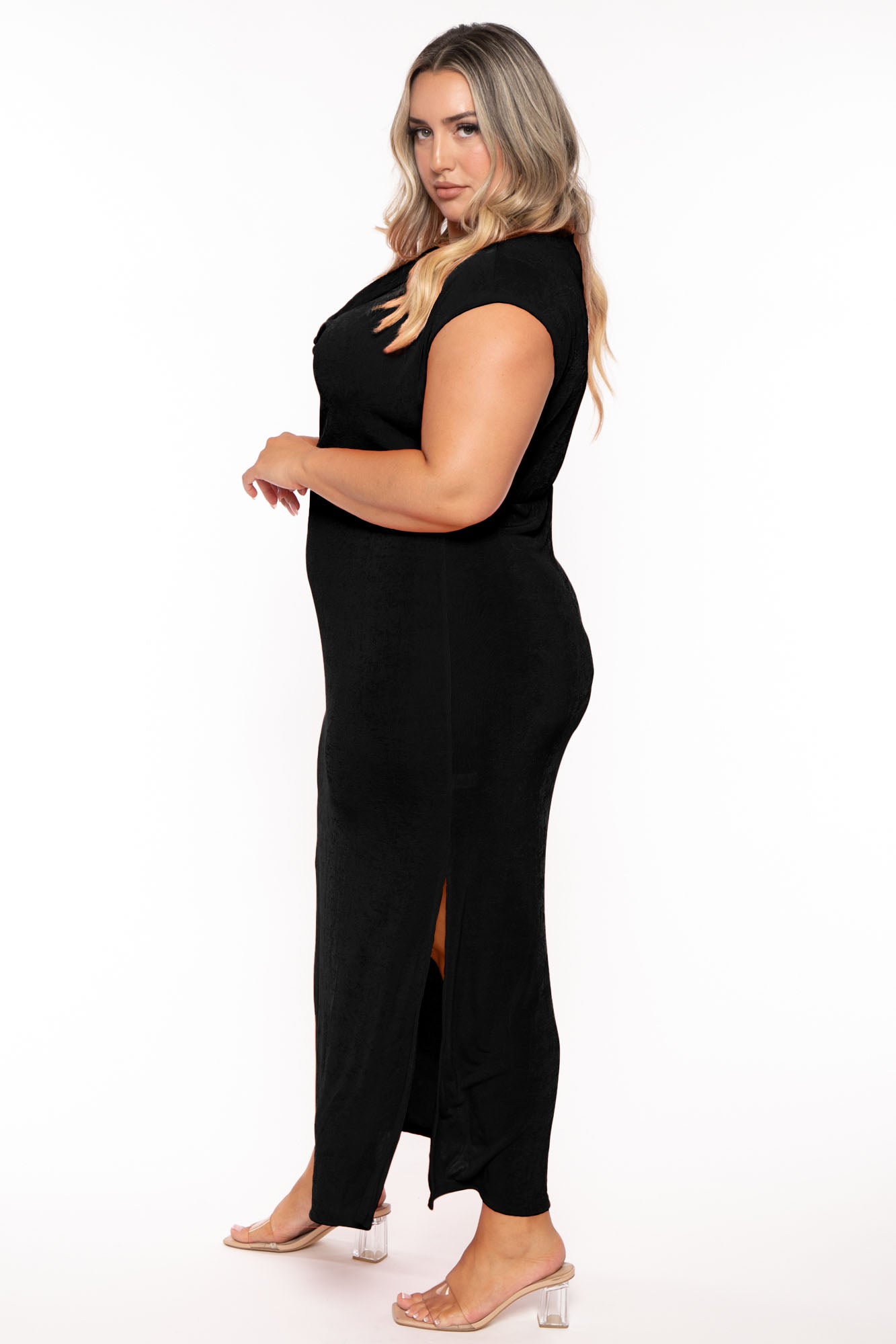 Plus Size Velma Cowl Neck  Maxi Dress  - Black