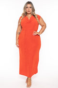 Plus Size Velma Cowl Neck  Maxi Dress  - Orange
