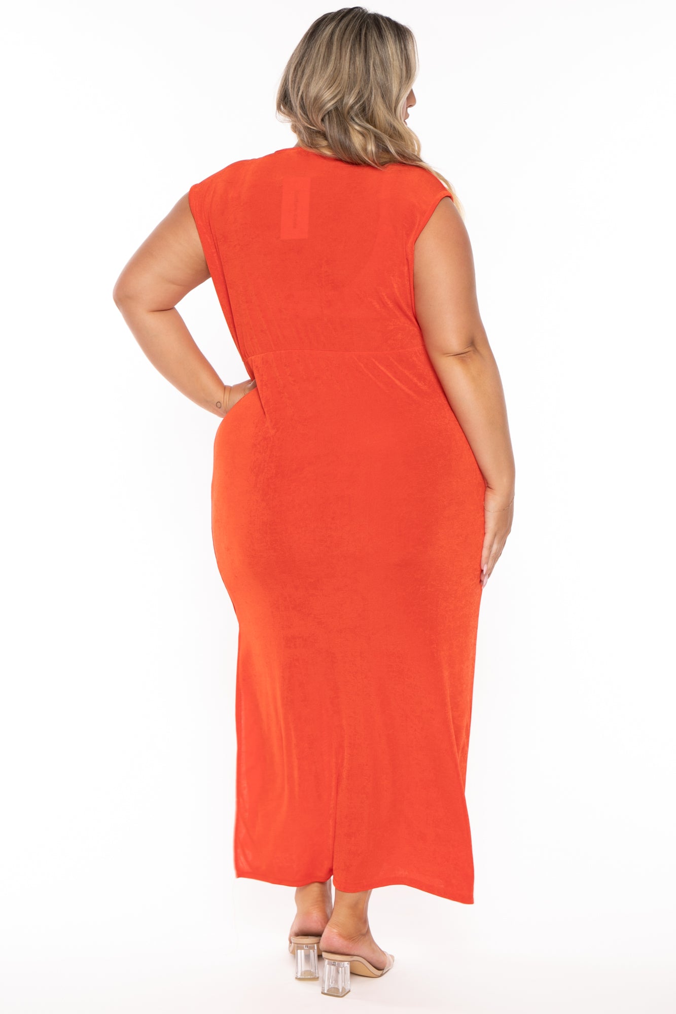 Plus Size Velma Cowl Neck  Maxi Dress  - Orange