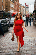 Plus Size Vernice Ruffle Bodycon  Dress - Red