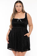 Plus Size Vineta Lace flare Dress - Black