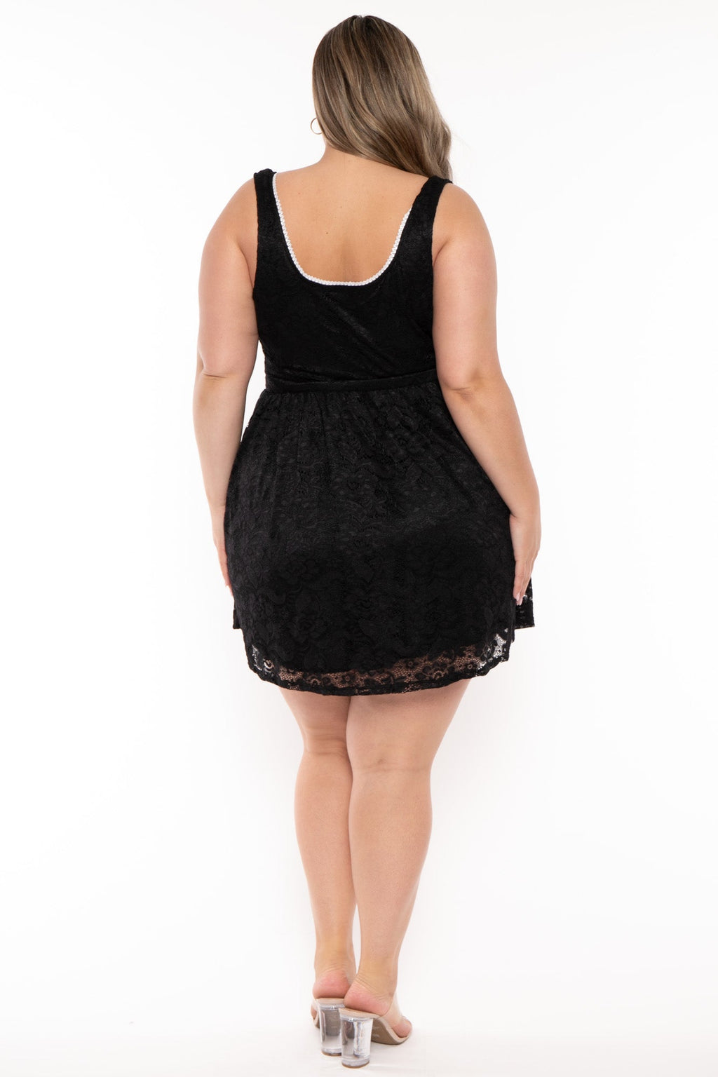 Plus Size Vineta Lace flare Dress - Black