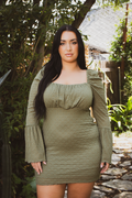 Plus Size Willow Bell Mini  Dress- Olive