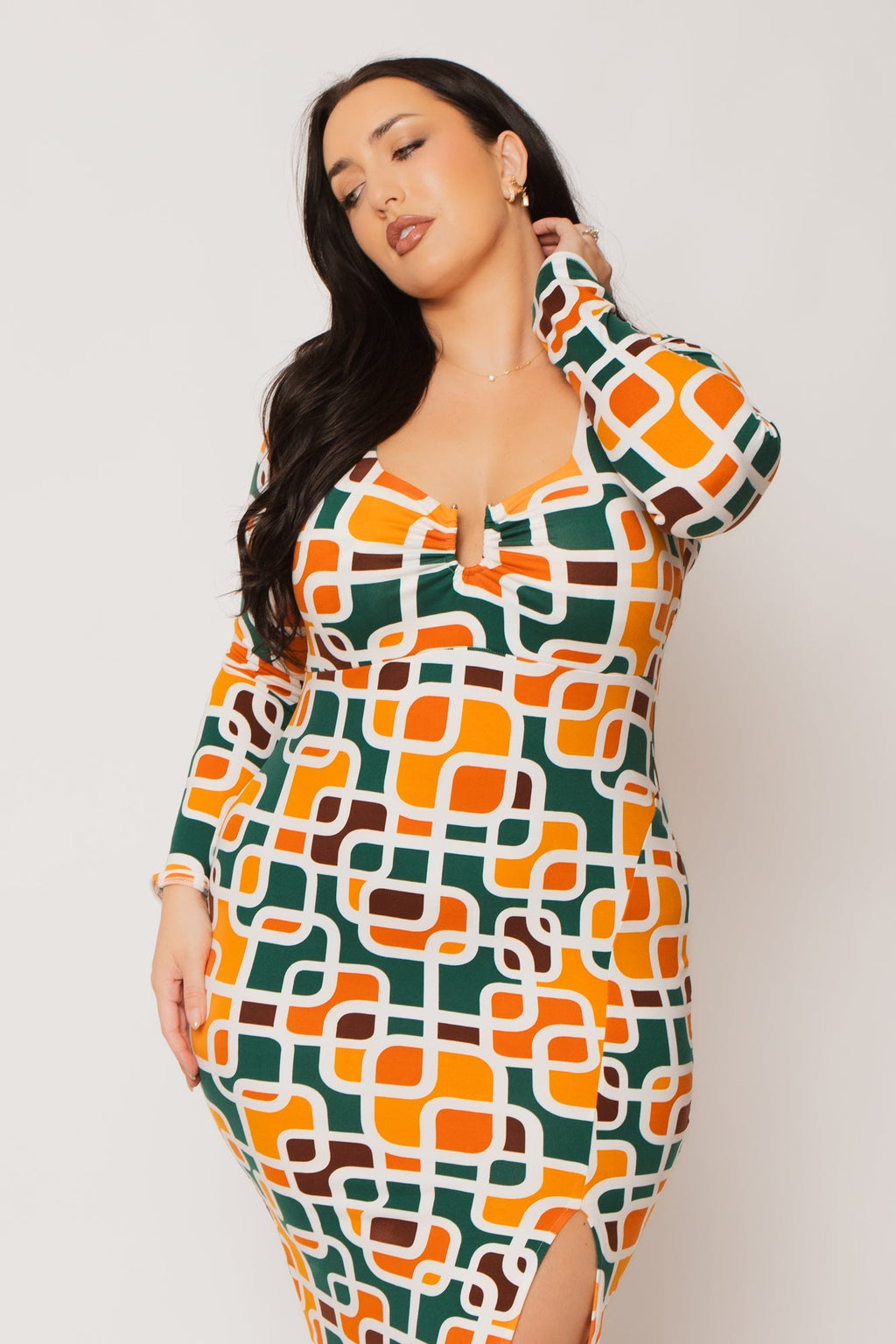 Plus Size Zaria Midi Dress - Orange