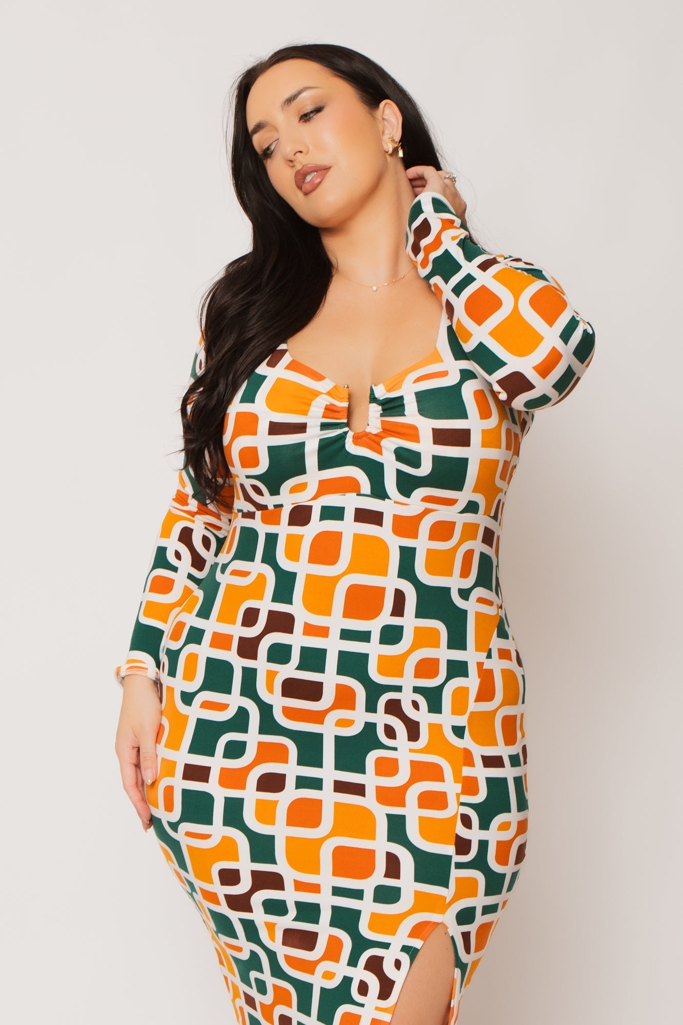 Plus Size Zaria Midi Dress - Orange