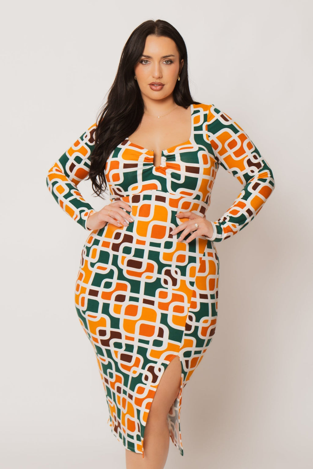 Plus Size Zaria Midi Dress - Orange