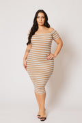 Plus Size Zaya Off Shoulder  Dress - Cream