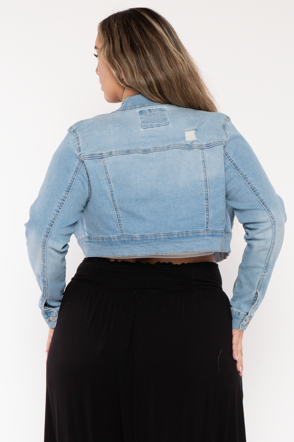 Plus Size Austin Destroyed Denim  Jacket - Light Wash