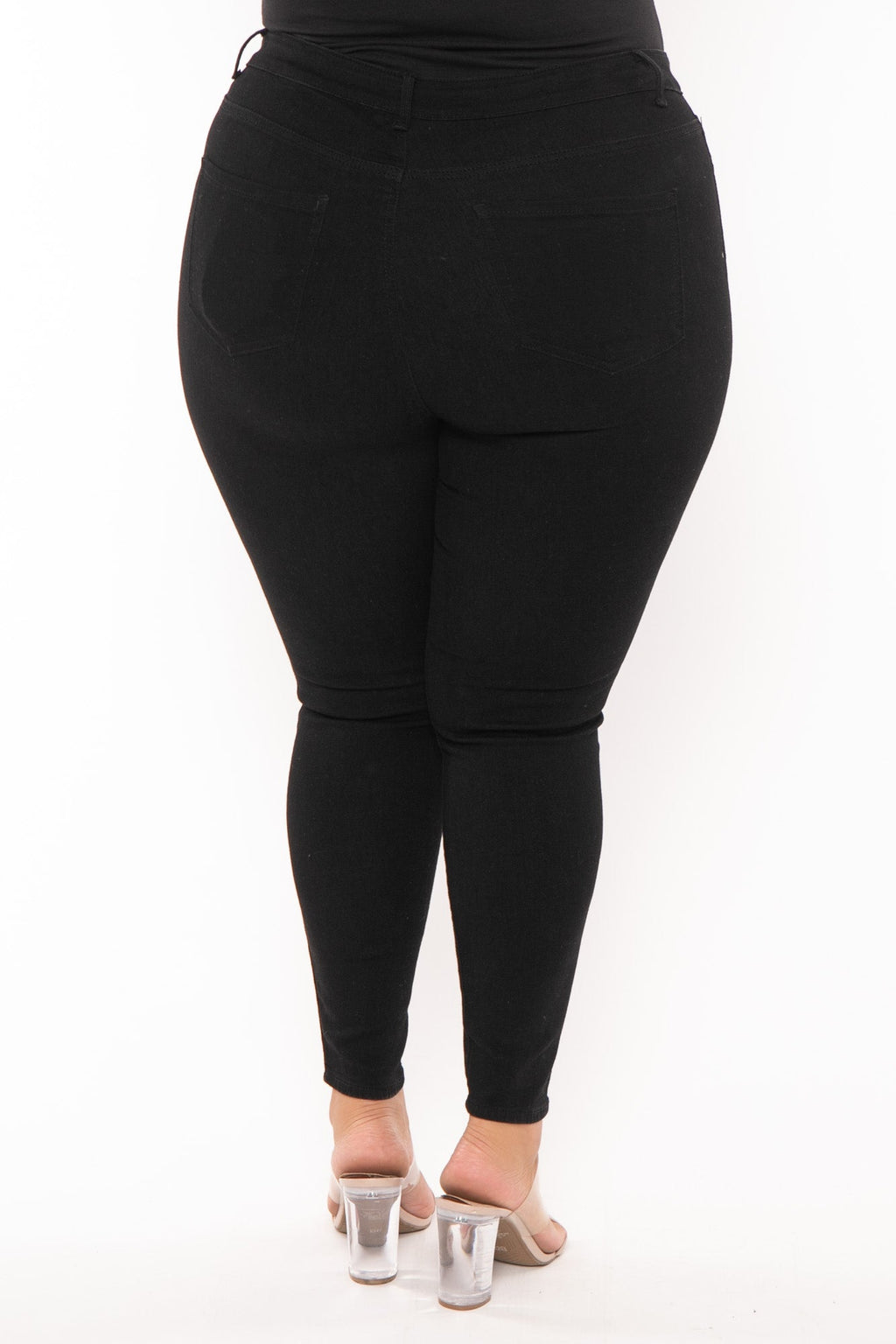 Plus Size Destroyed  High Waist  Jean - Black