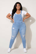 Plus Size Kai Denim Overalls -  Light Wash