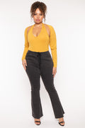 Plus Size Leopard  Flare Jean - Black