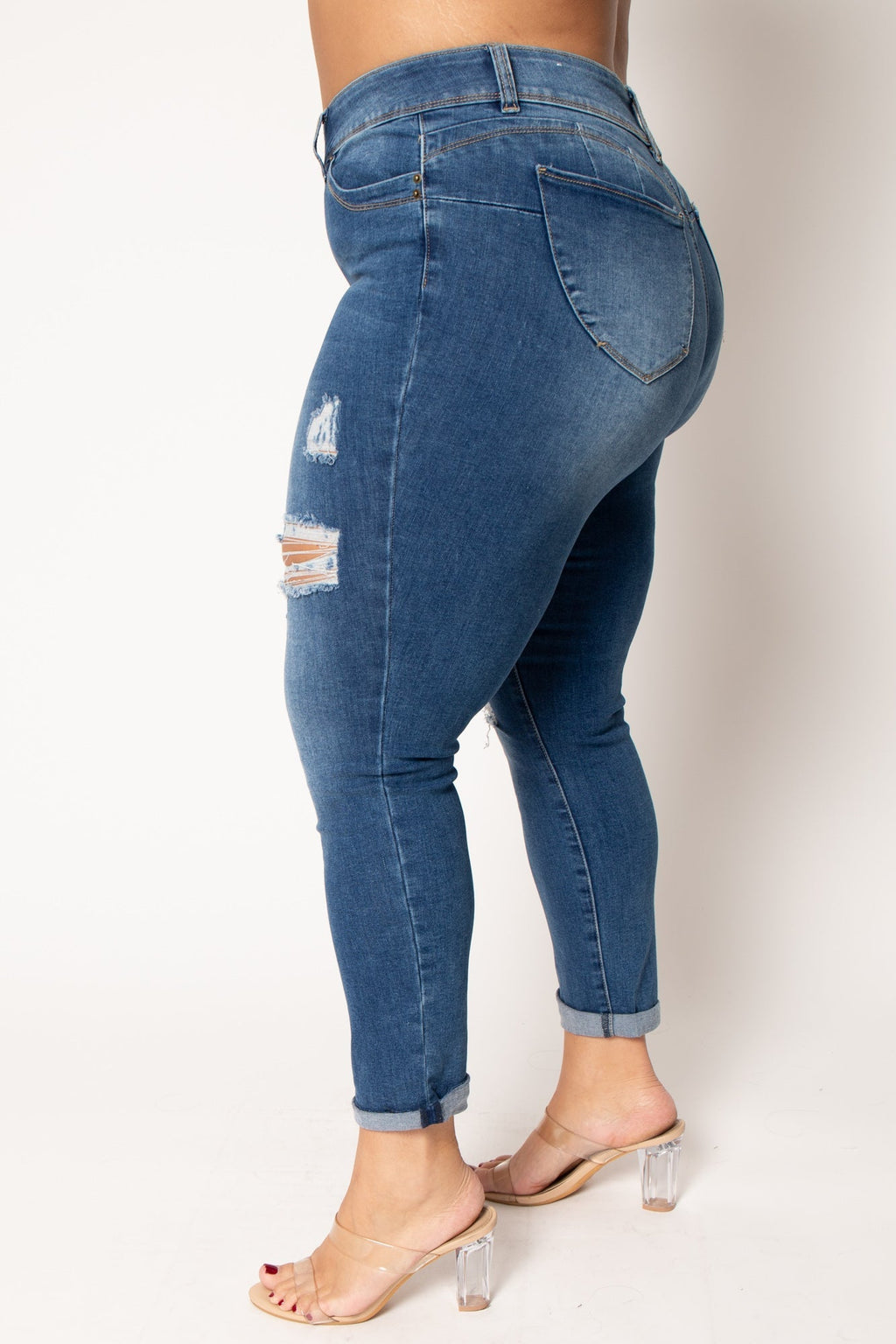 Plus Size Rogue Distress Jeans - Medium Wash