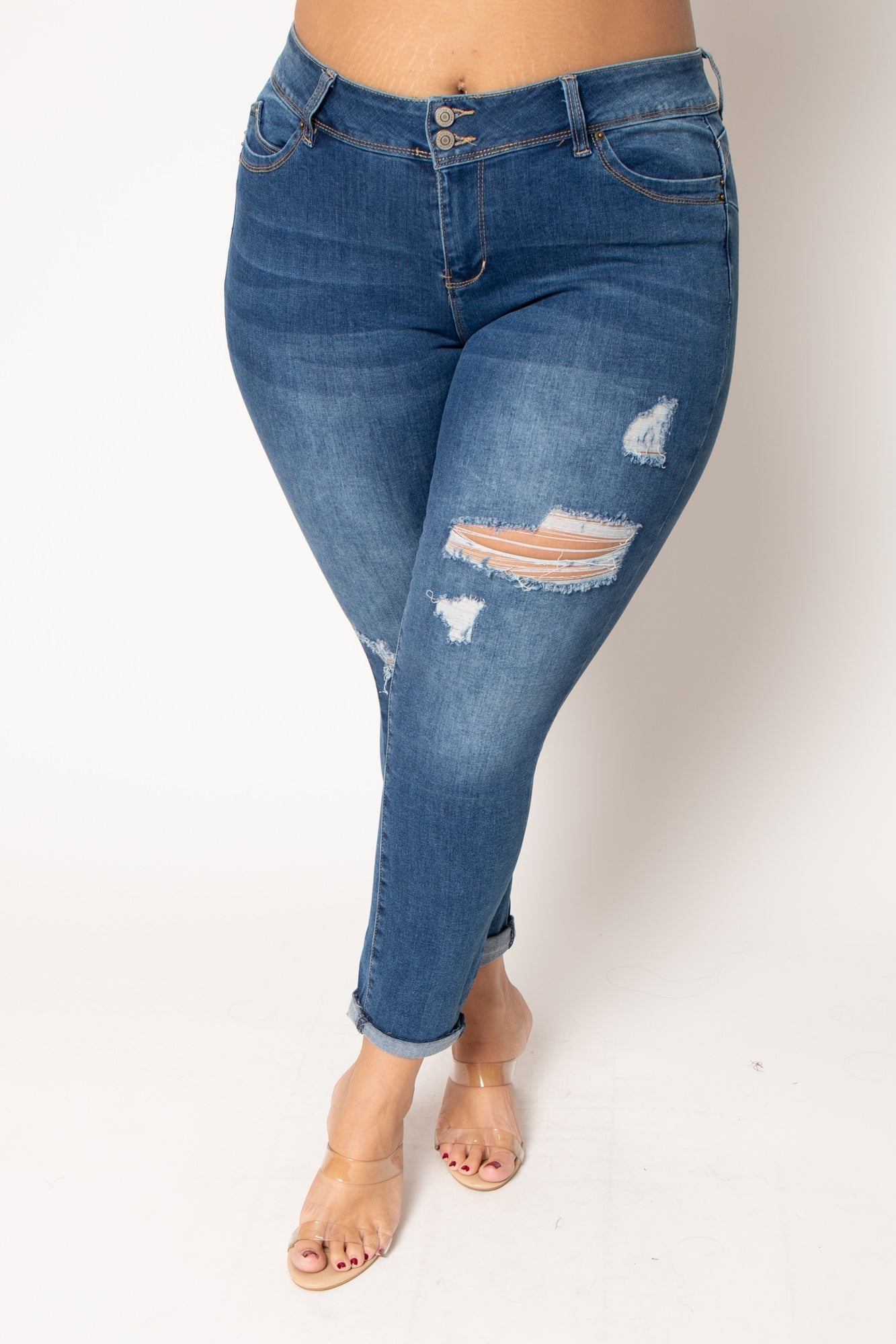 Plus Size Rogue Distress Jeans - Medium Wash
