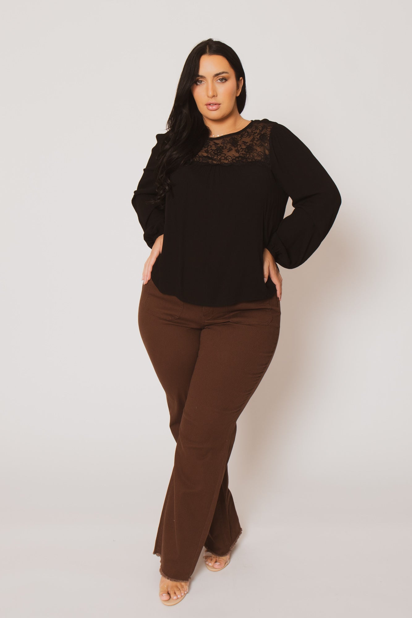 Plus Size Sierra Wide Leg Jeans -  Brown
