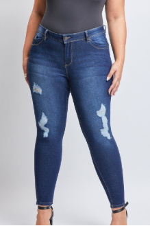 Plus Size  WannaBettaButt Mid-Rise Skinny Jean- Medium Wash