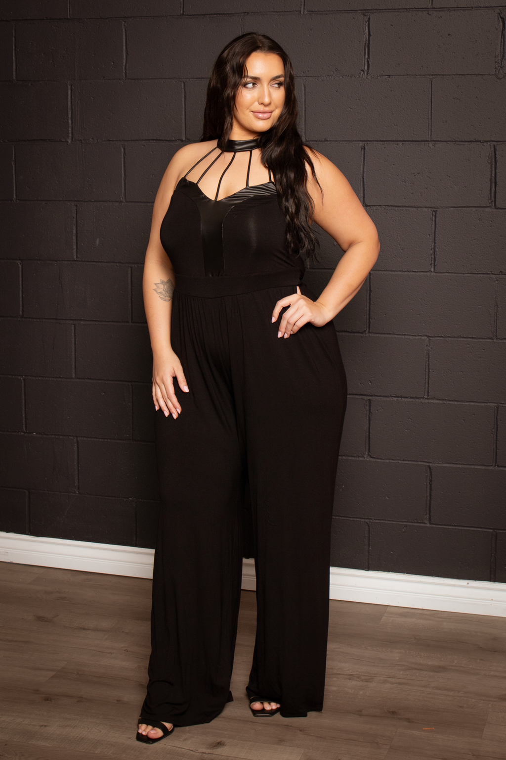 Plus Size Althea Halter Jumpsuit  - Black