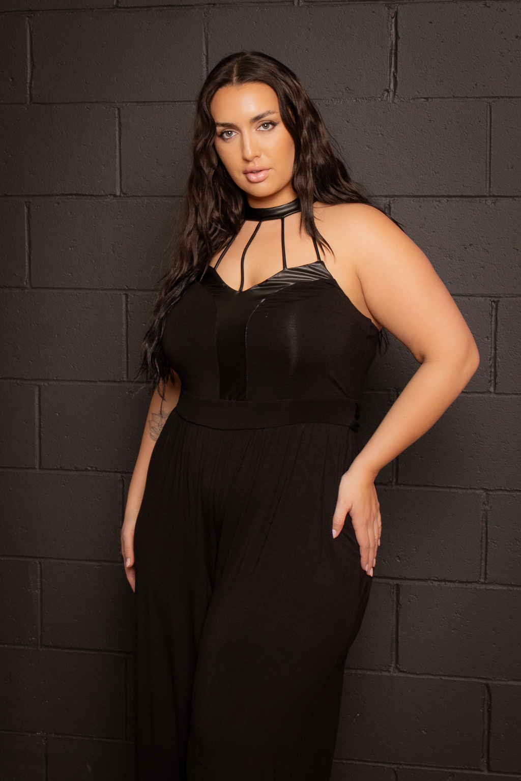 Plus Size Althea Halter Jumpsuit  - Black