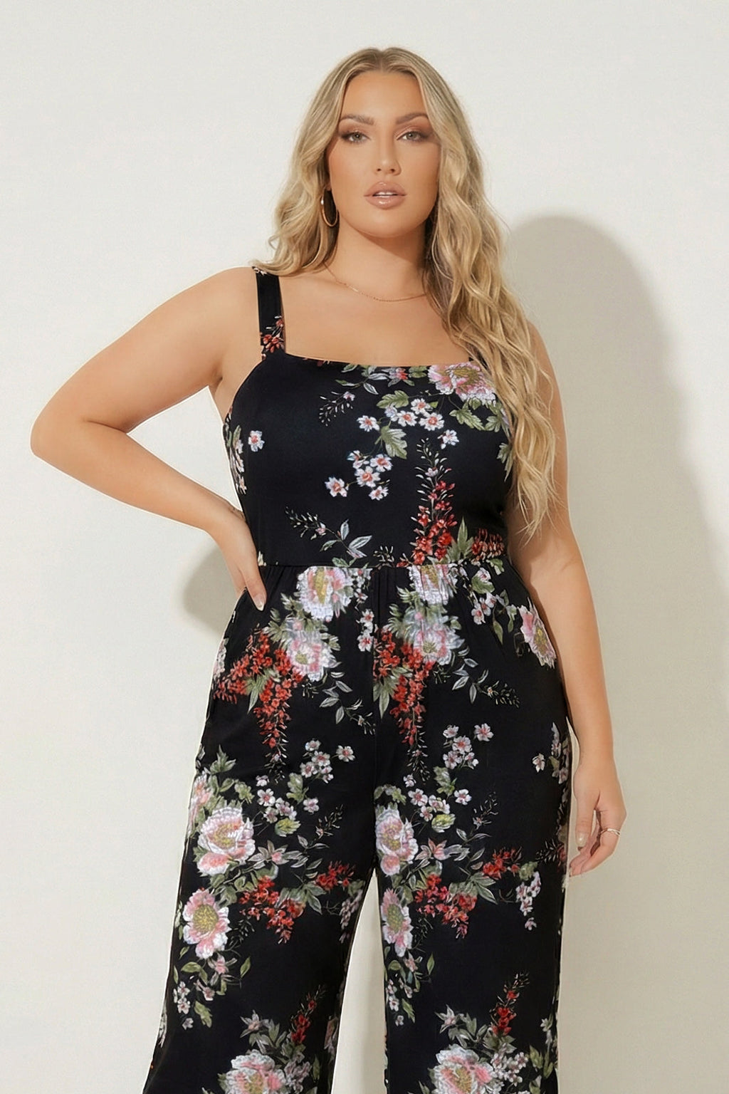 Plus Size Bloom Escape Jumpsuit - Black
