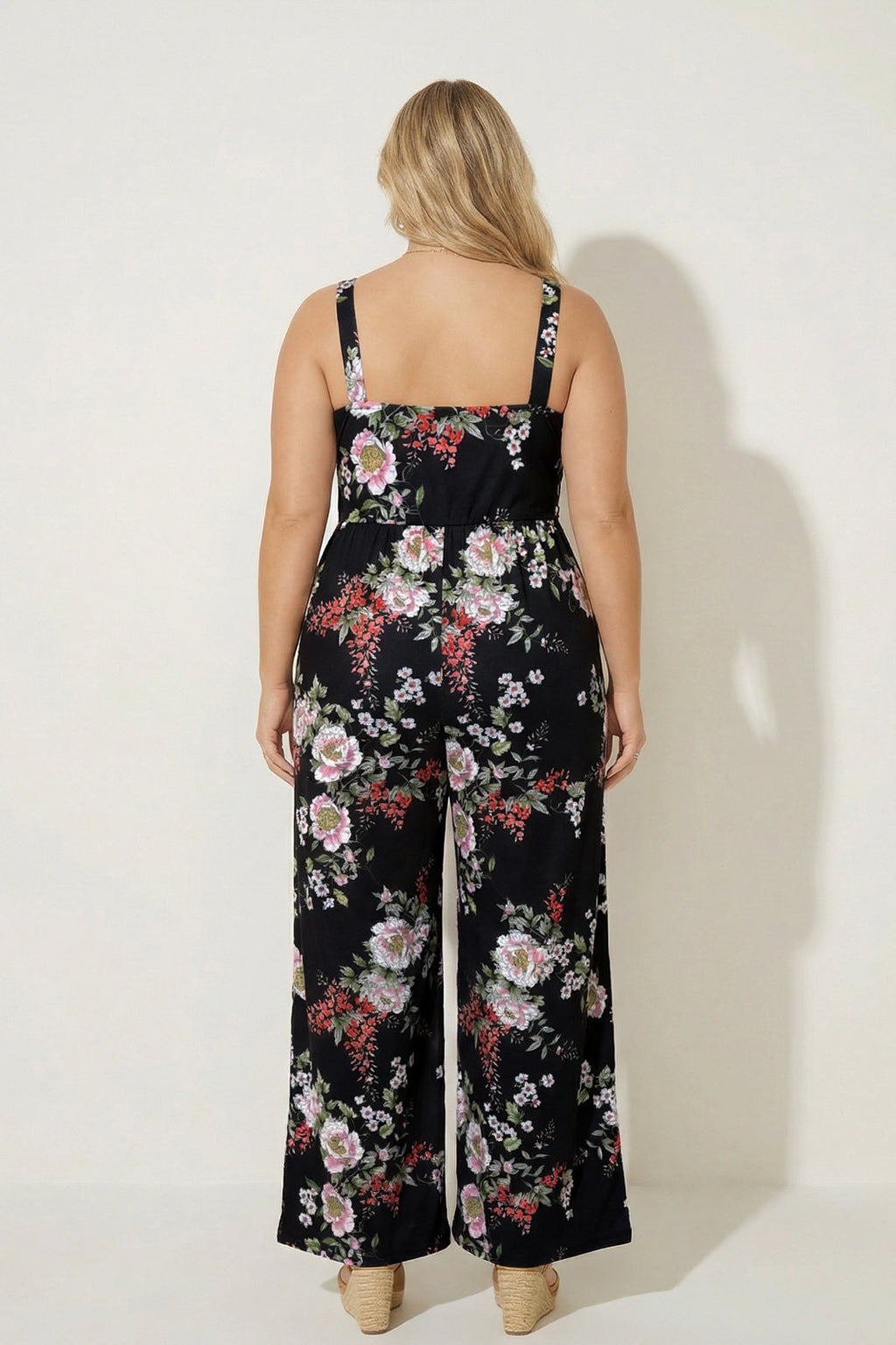 Plus Size Bloom Escape Jumpsuit - Black