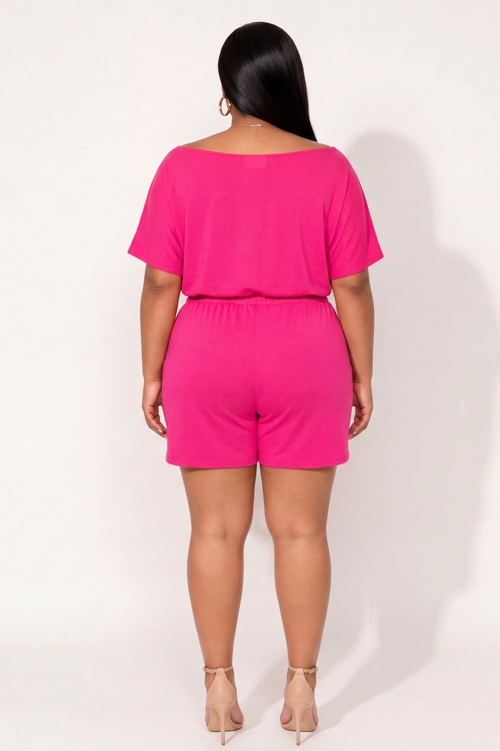 Plus Size Brielle Lounge Romper - Fuchsia