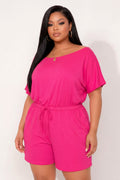 Plus Size Brielle Lounge Romper - Fuchsia