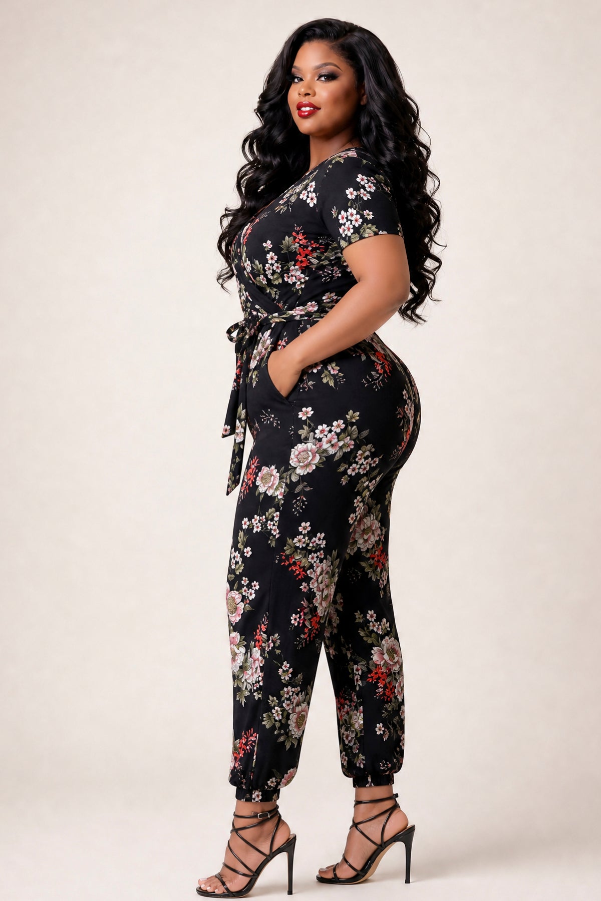 Plus Size Captivating Bloom Jumpsuit - Black