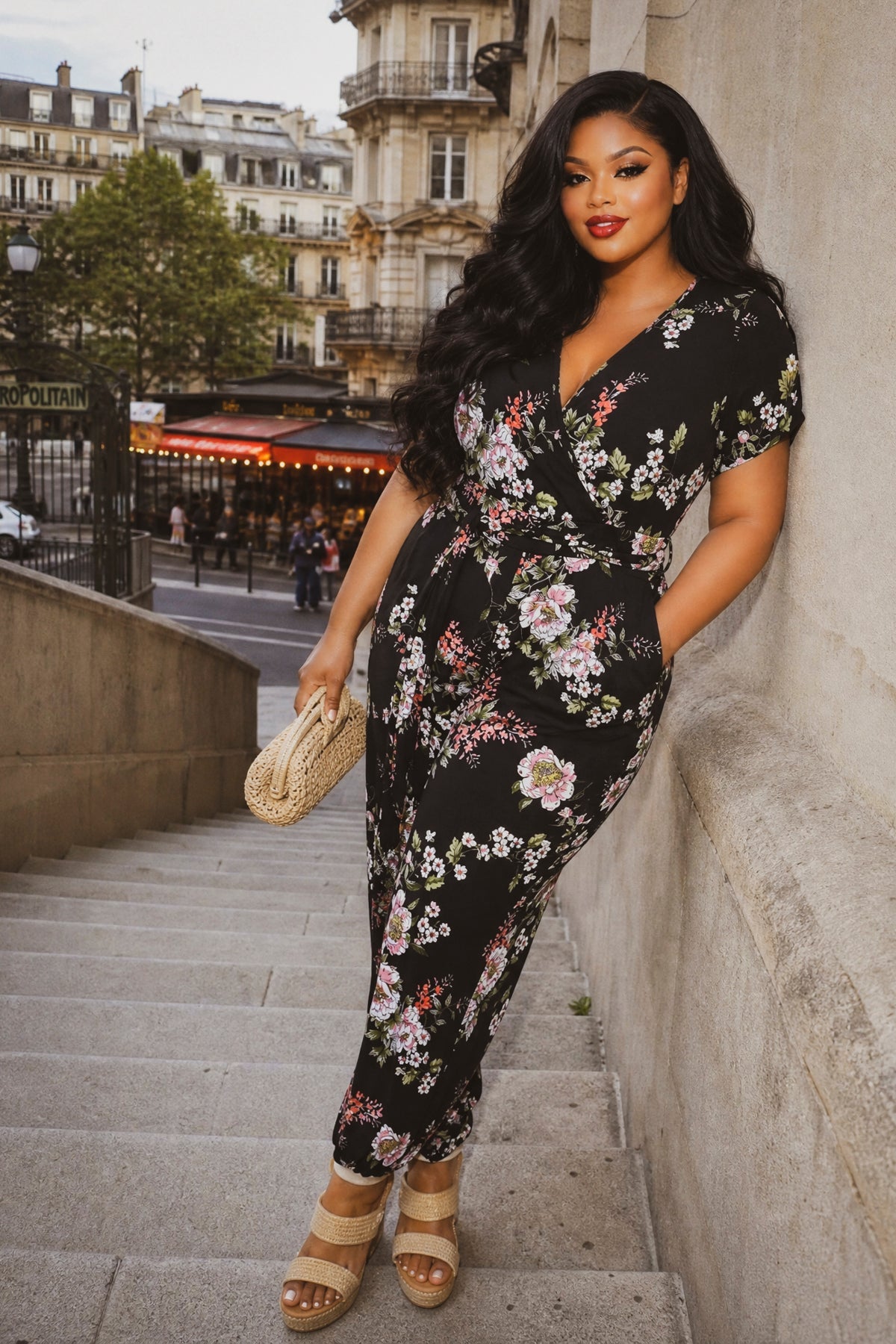 Plus Size Captivating Bloom Jumpsuit - Black
