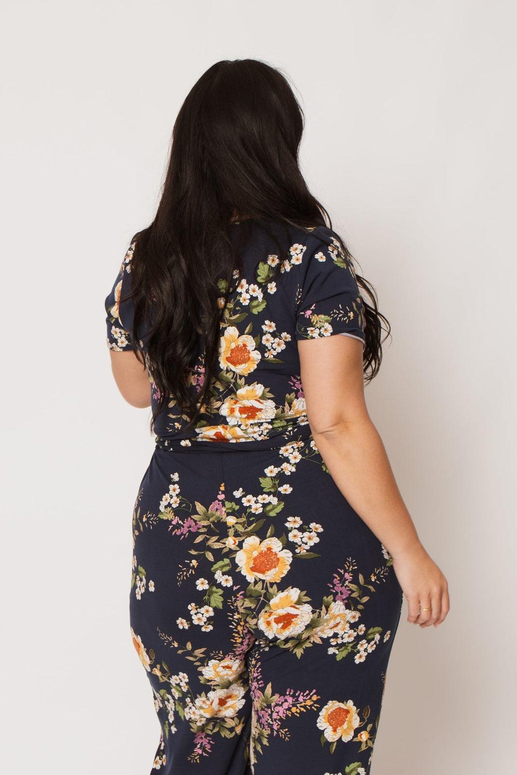 Plus Size Captivating Bloom Jumpsuit - Navy