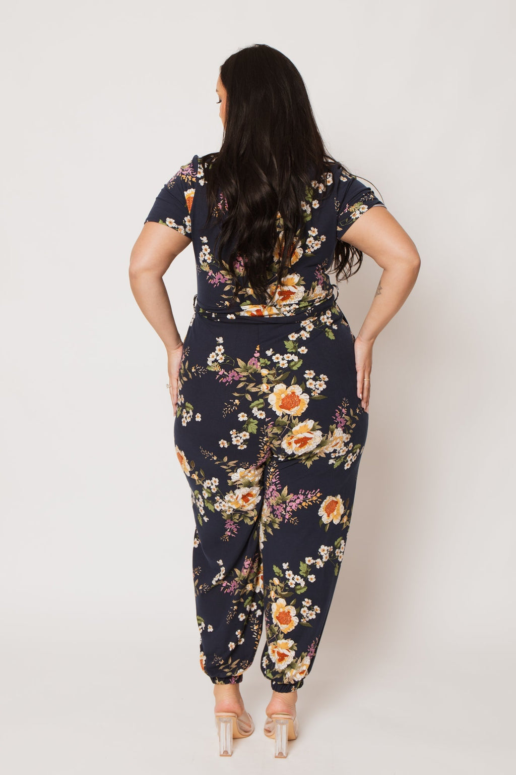 Plus Size Captivating Bloom Jumpsuit - Navy