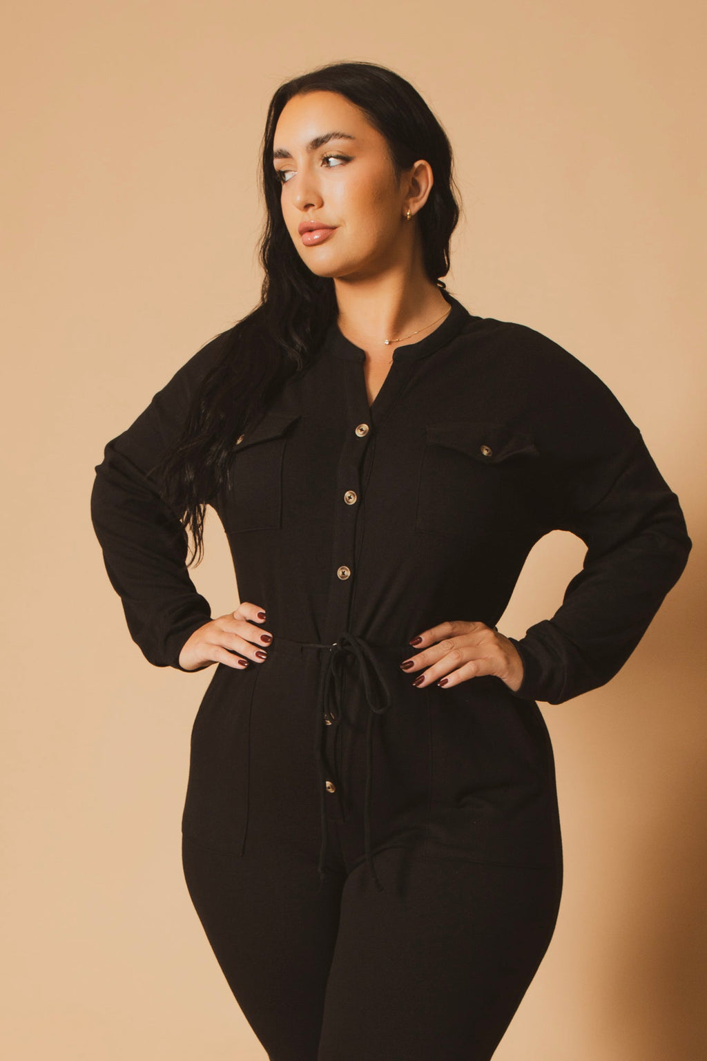 Plus Size Cathy Cargo  Jumpsuit - Black