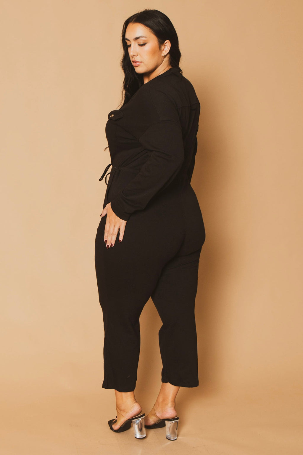Plus Size Cathy Cargo  Jumpsuit - Black