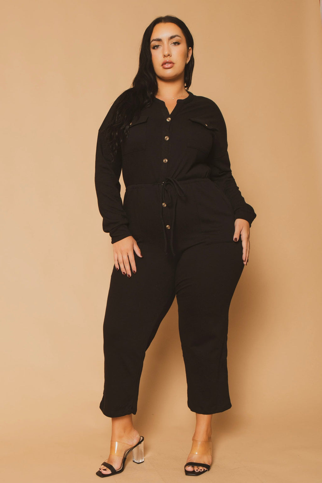 Plus Size Cathy Cargo  Jumpsuit - Black