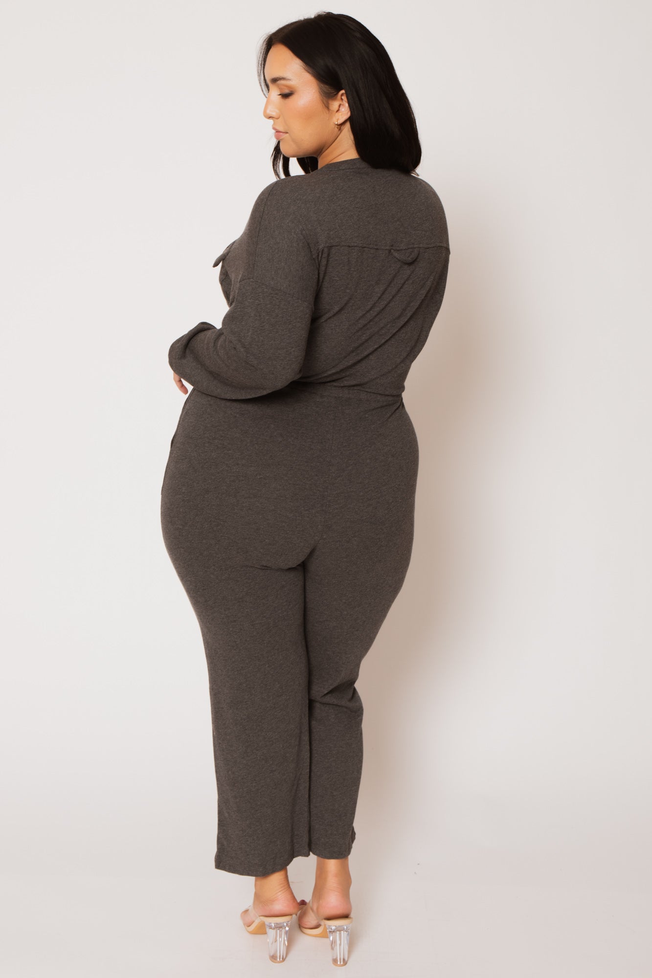 Plus Size Cathy Cargo  Jumpsuit - Charcoal