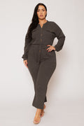 Plus Size Cathy Cargo  Jumpsuit - Charcoal